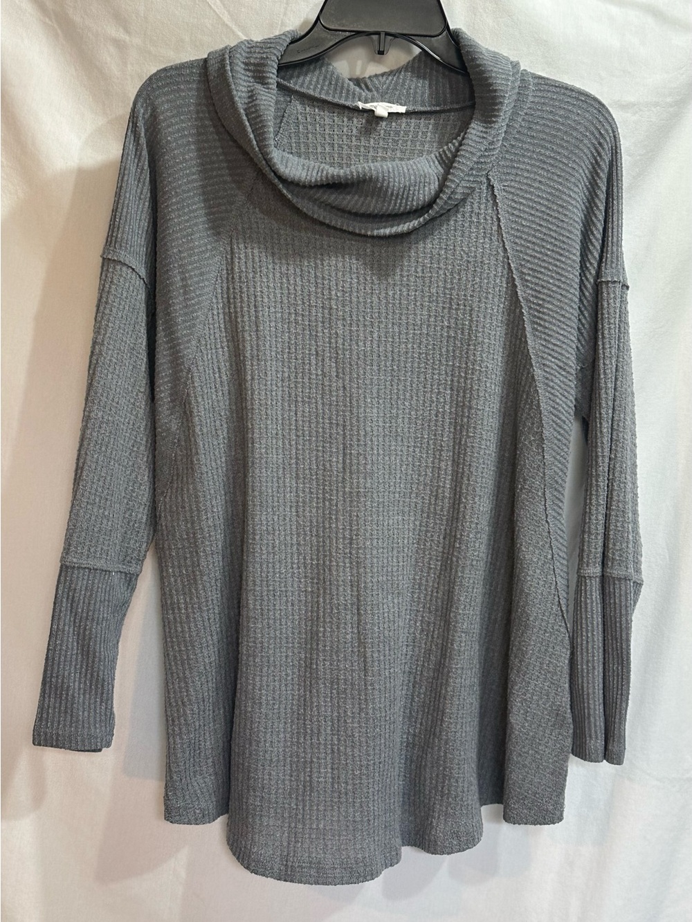 Maurices Gray Waffle-Knit Cowl Neck Sweater